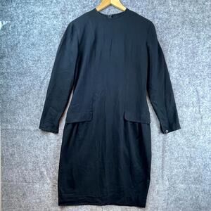 Vintage Moods by Krizia Shift Dress Womens 10 Black 80s Mod Minimalist Sleek‎